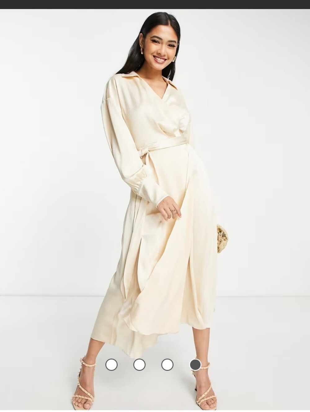 C/MEO Collective Gray "Right There" Floaty Satin Wrap Dress Size L
